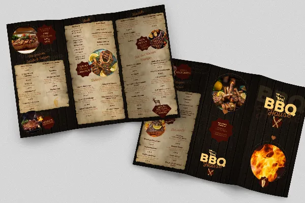 Předloha menu pro steakové restaurace – formát A4 se zavinovacím záhybem