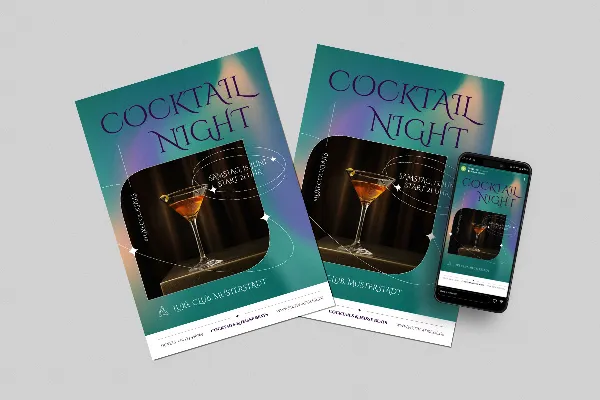 Cocktail party invitation: "Stylish" poster & flyer template