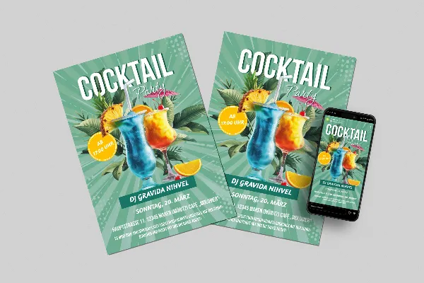 Invitation til cocktailparty: Plakat- & flyer-skabelon "Club