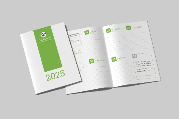 Персоналізовані бізнес-календарі на 2025 рік: календар з книжковими зошитами