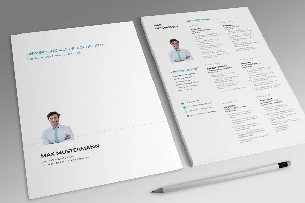 Application template for nursing assistant in light blue.