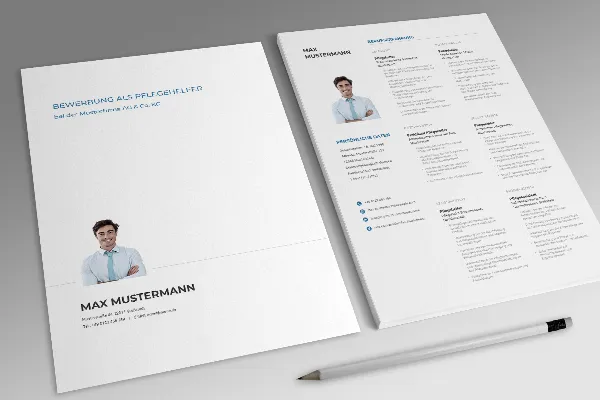 Job application template for nursing assistant in gentian blue