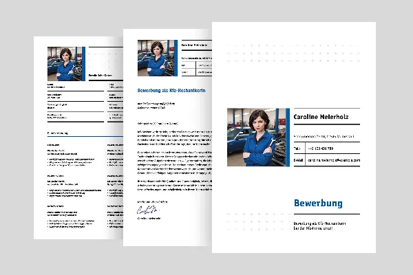 Application template for automotive mechanic in gentian blue