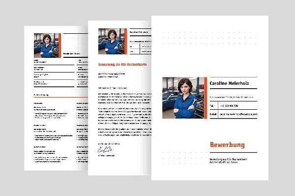 Application template for automotive mechanic in salmon orange.