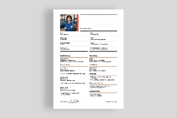 CV template automotive mechanic in salmon orange (one-sided)