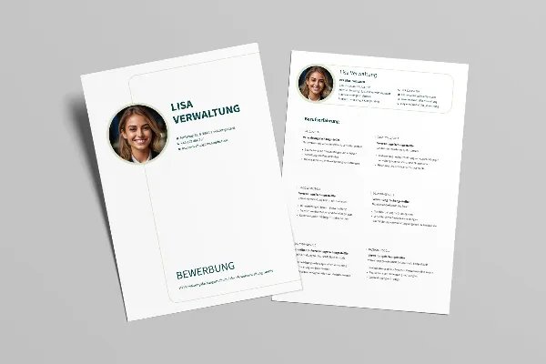 Application template for administrative assistant in light green.