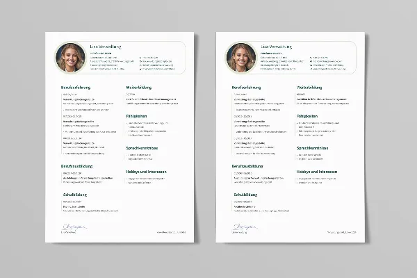 One-sided CV template for administration clerk in light green