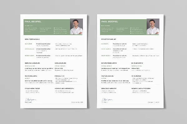 CV template Production Employee in Green (one-sided)