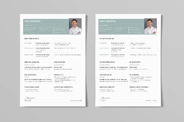 CV template Production Worker in Turquoise (one-sided)