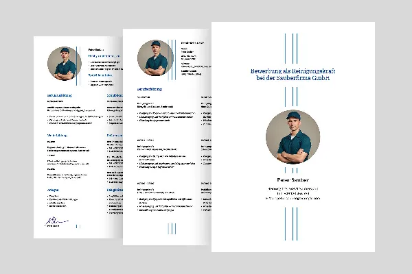 Bewerbungsvorlage Reinigungskraft in Signalblau