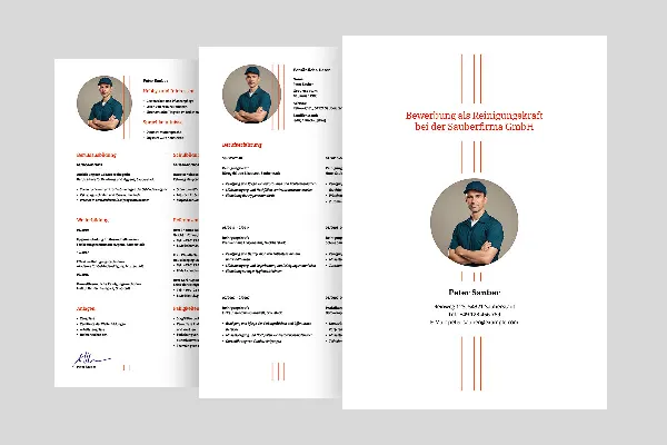 Job application template for cleaning staff in salmon orange