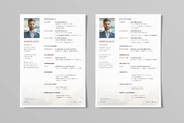 One-sided CV template for automotive salesperson in brown