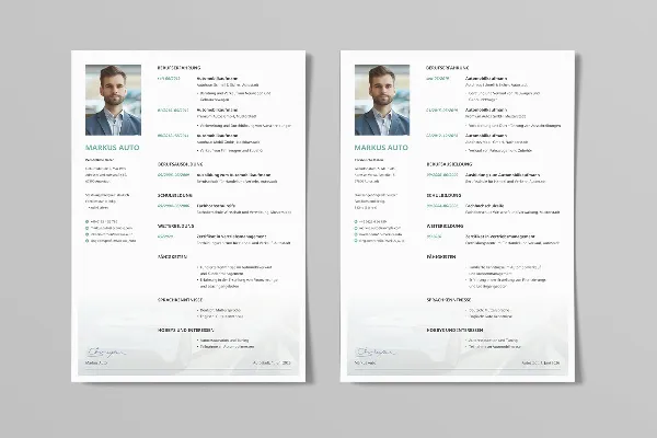 One-sided resume template automotive salesman/saleswoman in Aqua