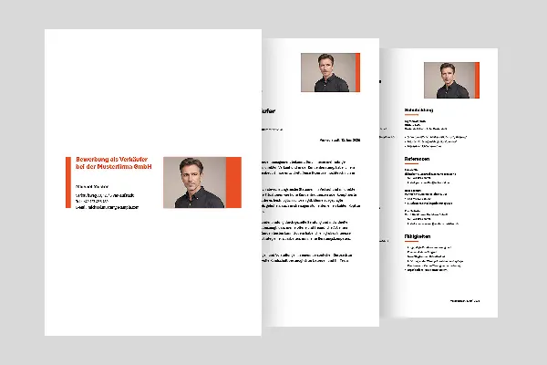 Job application template for salesperson in orange.