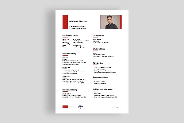 One-sided resume template for salesperson in ruby red.