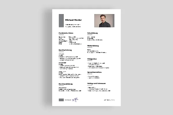 One-sided CV template Salesman/woman in Iron Grey