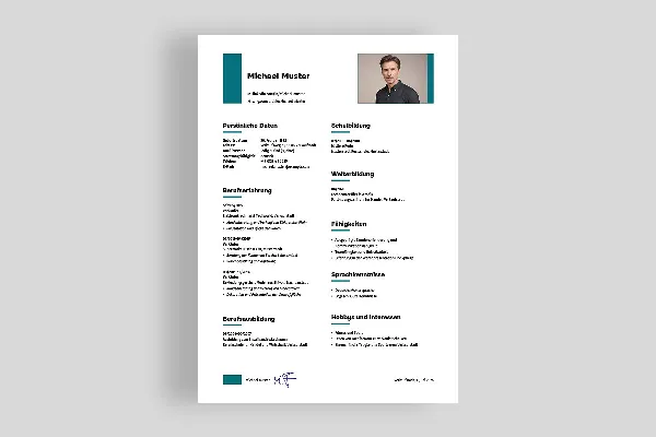 Template CV satu sisi untuk penjual berwarna biru air