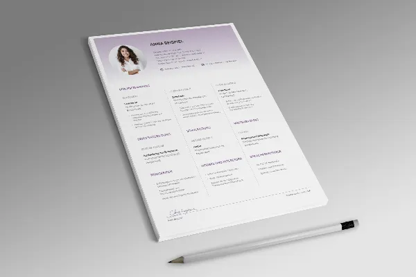 One-page resume template Educator in Purple