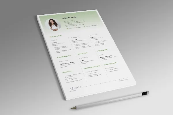 One-sided CV template for educator in yellow-green.