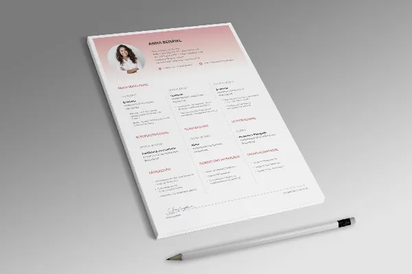 One-sided CV template in old rose