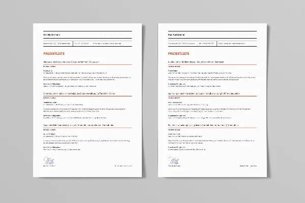 Projektlisten-Vorlage für Bewerbungen: "Architect"