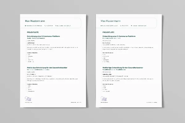 Template daftar proyek untuk melamar pekerjaan: "IT