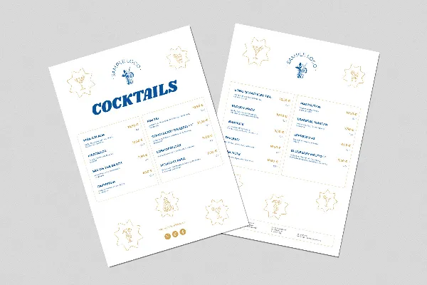 Cocktail and drinks menu "Stars" (one-sided)