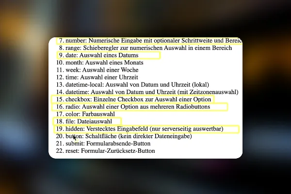 Web-Formulare erstellen: 3.5 | Übersicht: Das input-Element