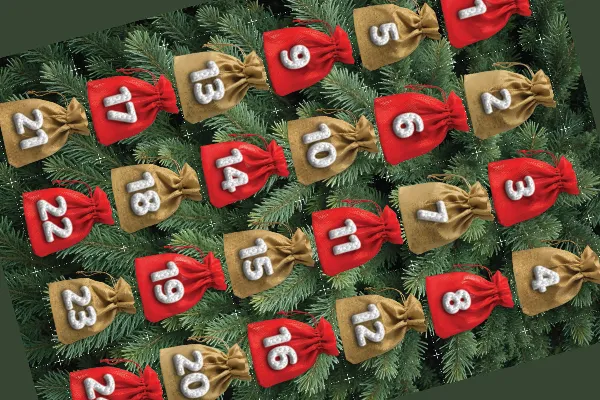 Numbers for Advent calendar to print in a sack design