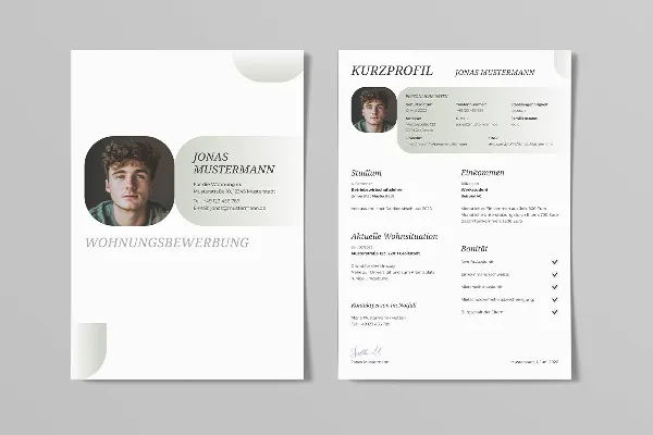 Apartment application template for students, trainees (olive colored)