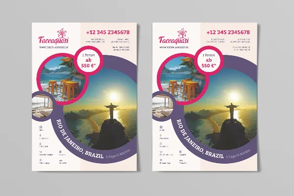 Flyer templates for travel agencies for hanging and shop window advertising - Variant 3