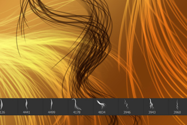 Drawing hair - 10 brushes with strands for Photoshop and Co (Version 04)