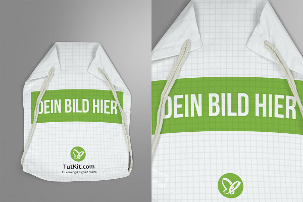Mockup for fabric bag sport: lying down, from above