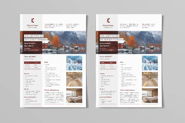 Flyer-Vorlagen für Reisebüros zum Aushang und zur Schaufensterwerbung – Variante 5