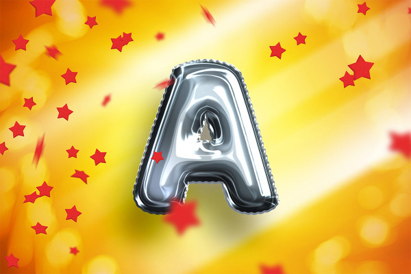 Photoshop smart object: Shiny silver balloon look for texts and shapes