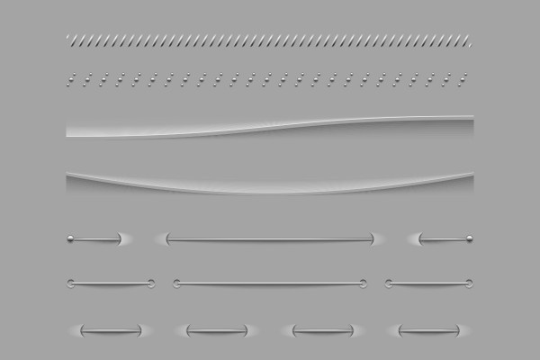 Illustrative closing and dividing lines in vector quality: dotted and perforated