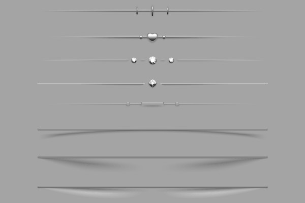 Illustrative closing and dividing lines in vector quality: with shadows and decorative elements