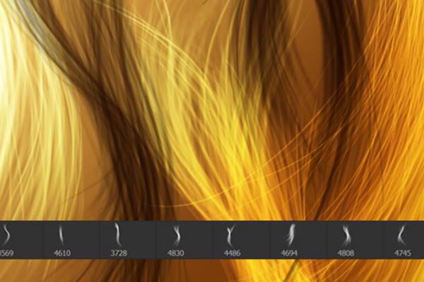 Drawing hair - 10 brushes with strands for Photoshop and Co (Version 07)