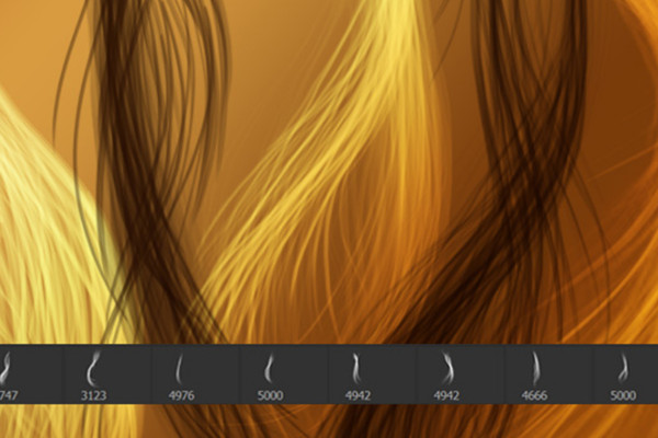 Drawing hair - 10 brushes with strands for Photoshop and Co (Version 08)