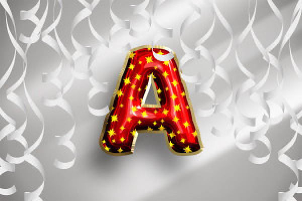 Photoshop smart object: Shiny red balloon look with stars for texts and shapes