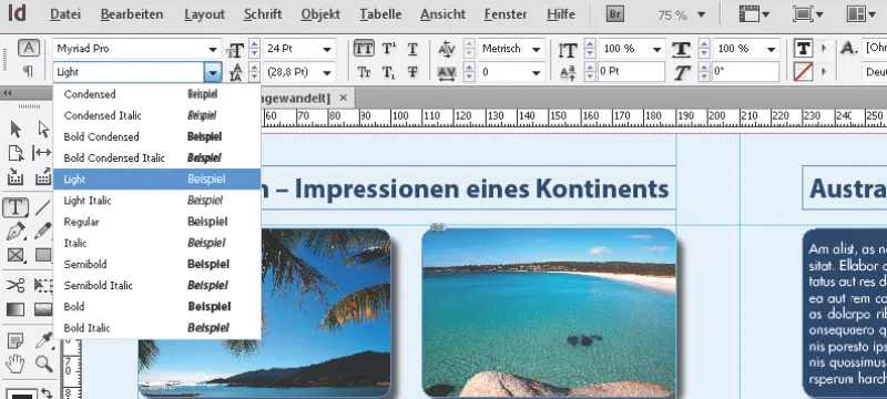 Das Text- und das Text-auf-Pfad-Werkzeug in InDesign