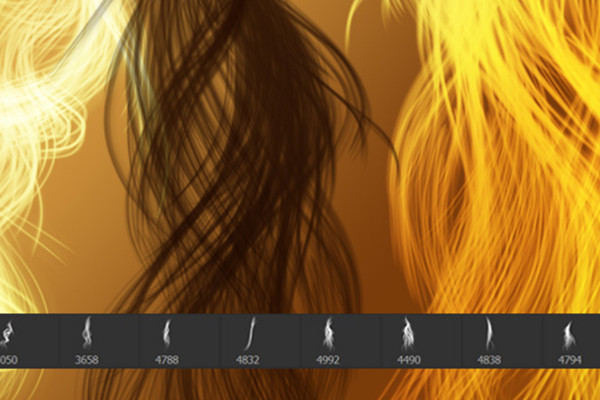 Drawing hair - 10 brushes with strands for Photoshop and Co (Version 09)