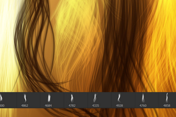 Drawing hair - 10 brushes with strands for Photoshop and Co (Version 10)