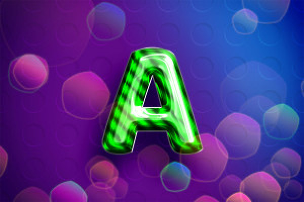 Photoshop smart object: Shiny green balloon look with hatching effect for texts and shapes