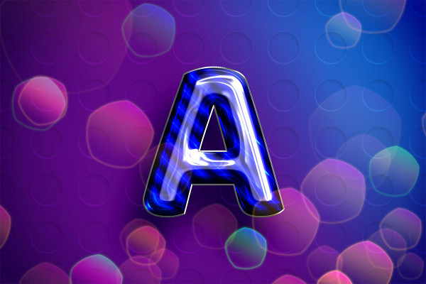 Photoshop smart object: Shiny blue balloon look with hatching effect for texts and shapes
