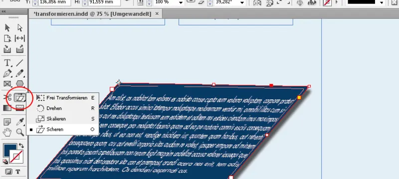 Das Frei-Transformieren-Werkzeug in InDesign