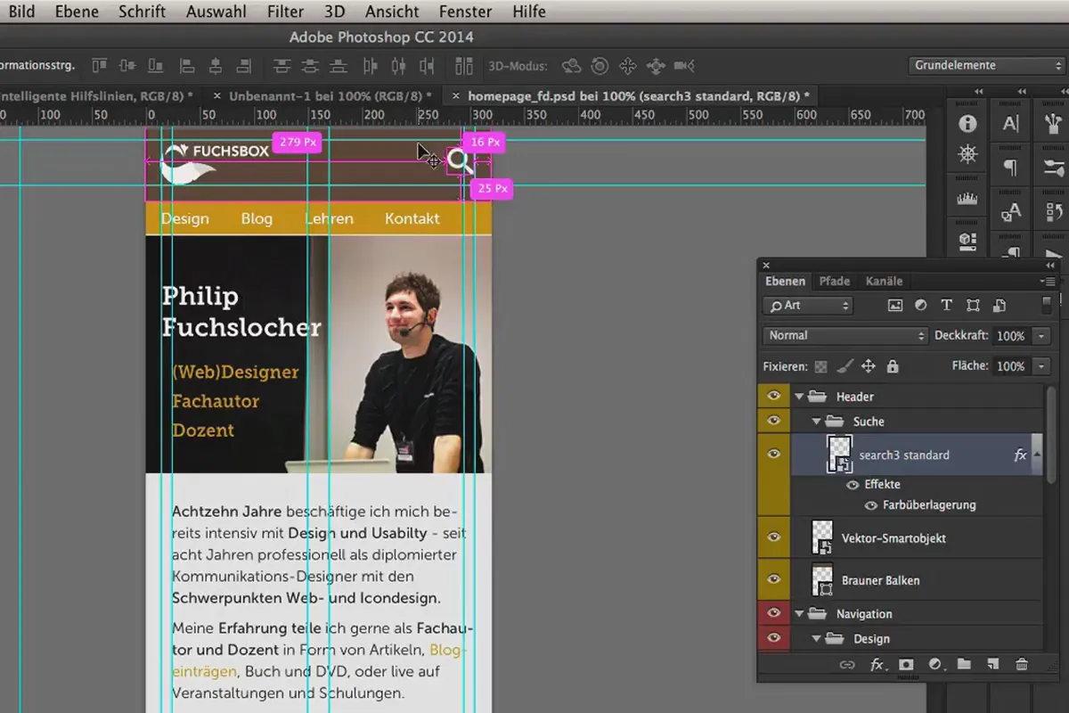 Nytt i Creative Cloud: Photoshop CC 2014 (juni 2014) - 04 Intelligente hjelpelinjer.