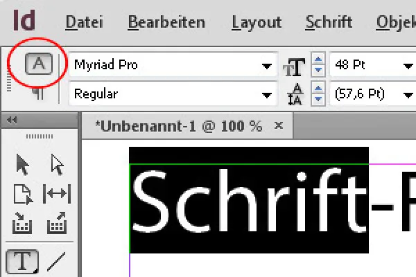 The control panel in InDesign