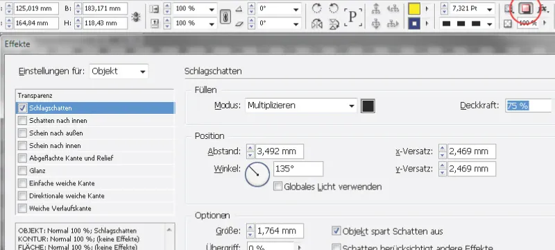 The control panel in InDesign