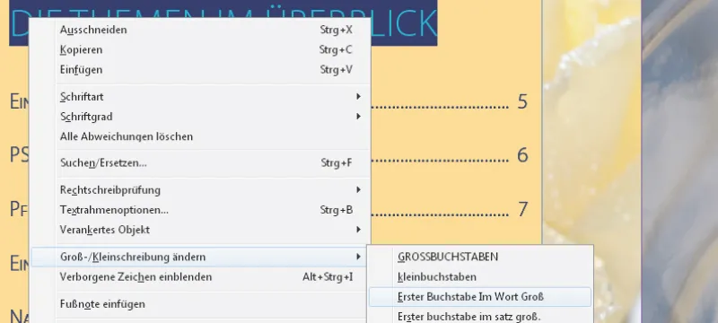 The context menu in InDesign